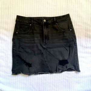 Black denim skirt
